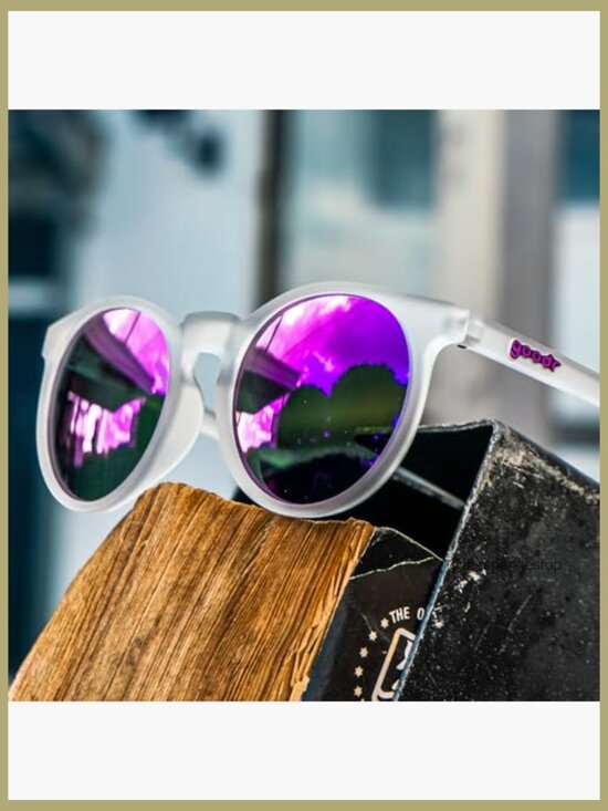 Polarized Round Sunglasses with Clear Translucent Frame, No Slip No Bounce